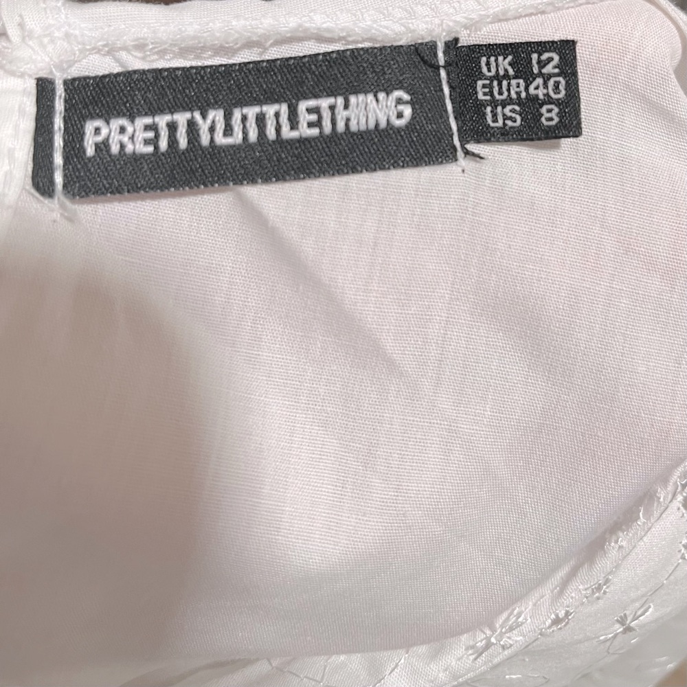 PRETTY LITTLE THING White Broderie Anglaise Smock Dress - Picture 12 of 12